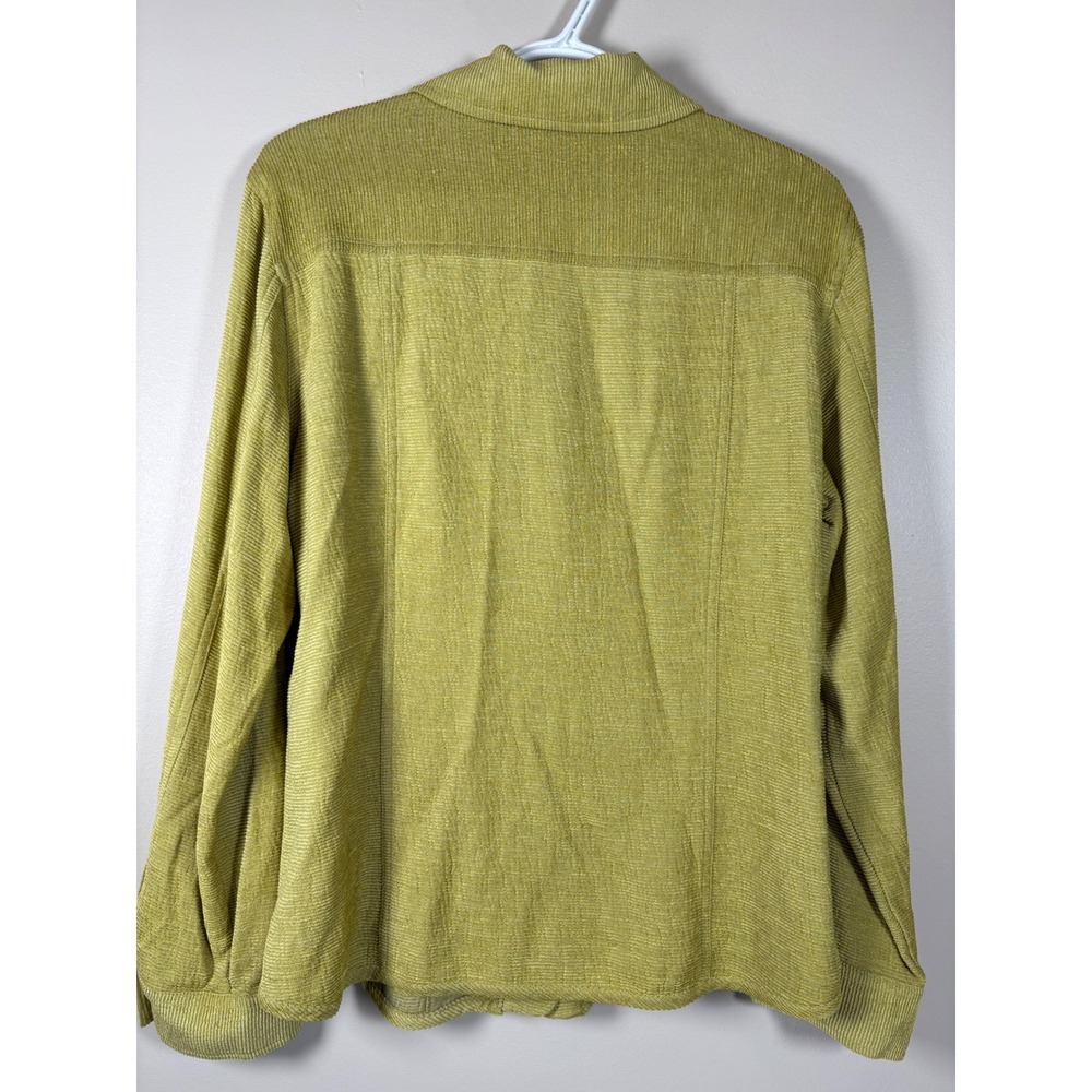 Chicos Womens Silk Blend Ribbed Button Down Shirt Jacket Size 1 Chartreuse Green - Picture 5 of 11